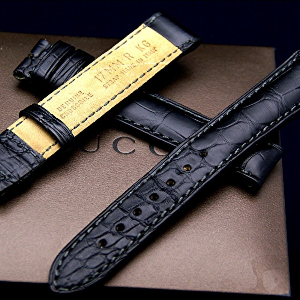17 MM Genuine Crocodile Leather Watch Band Generic Clasp Regular Size - Gucci -